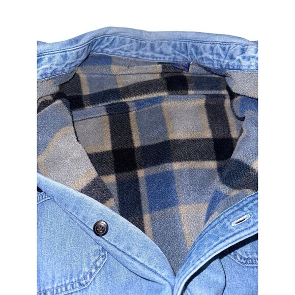Vintage World Island Mens Denim Flannel Lined Shacket Chore Jacket Sz XL Blue - Picture 6 of 8